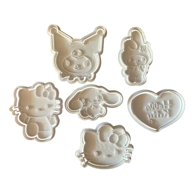 Kit Cortantes Mas Sello Reposteria De Hello Kitty 8cm X6 U