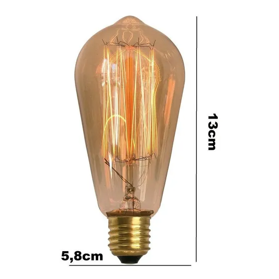 Lâmpada Filamento Carbono Vintage Retro 40w St58 2200k 220v