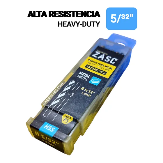 Mecha Broca Para Metal 5/32 3.9 Mm Alta Resistencia X 10 Und