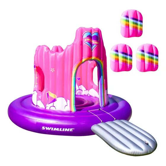 Línea De Natación Inflable Con Forma De Castillo De Unicorni