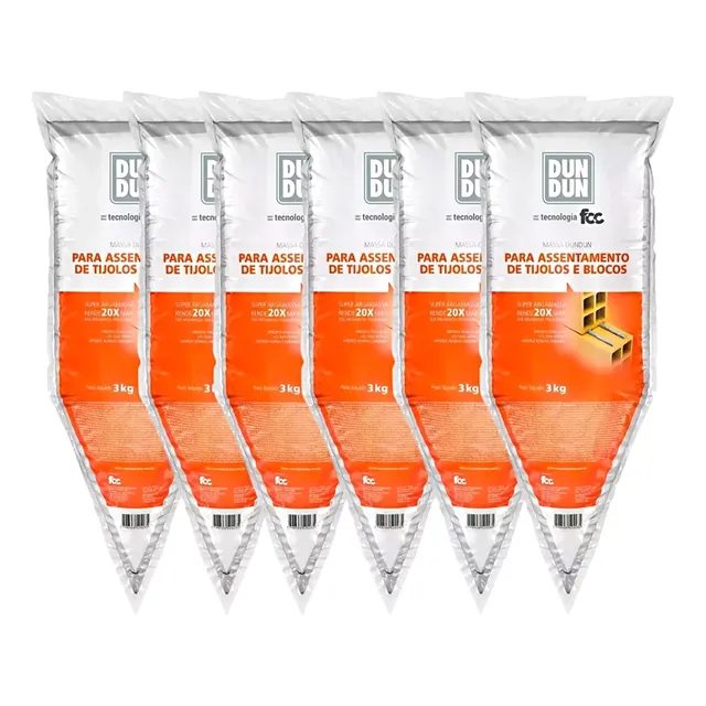 Kit 6 Massas Dun Dun 3kg Assentamento De Tijolos E Blocos