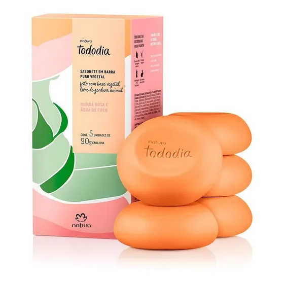 Jabón en barra Natura Tododia Mango rosa y Coco 90 g 5 u