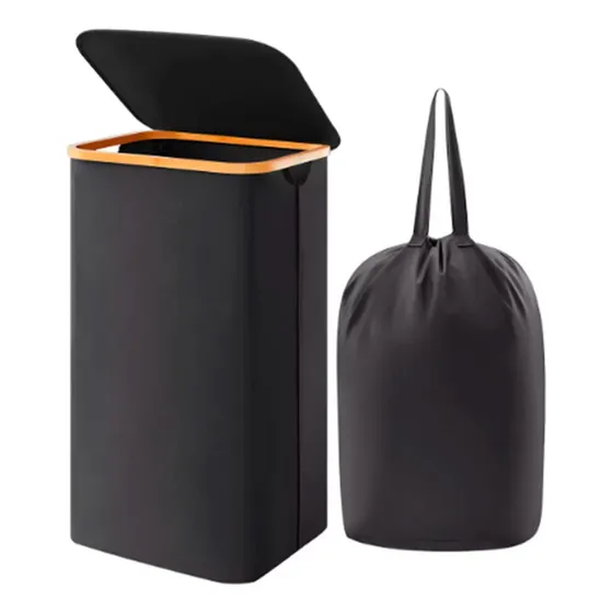 Cesto Para Ropa Sucia Con Tapa Y Bolsa Extraible Asas Bambu