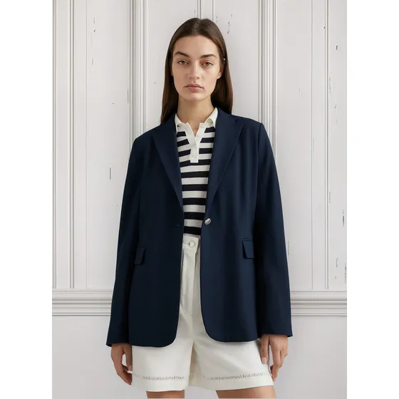 Americana De Traje Con Botonadura Sencilla Mujer Azul Tommy Hilfiger