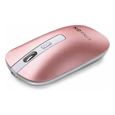 Mouse Inalambrico Dual Bluetooth Usb Recargable Para Mac Windows Color Rosa Linkon