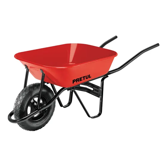 Carretilla 3.5 Ft3 Roja,angosta,neumática, Tubular, Pretul