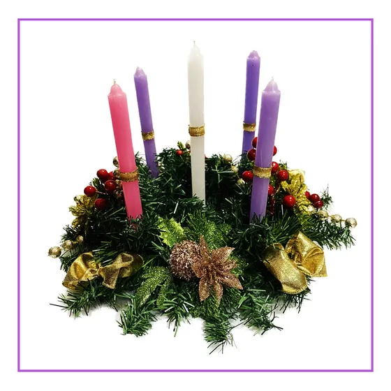 Corona Adviento Inclye Velas Celebración Navidad Centro Mesa