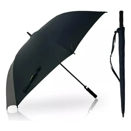 Guarda-chuva Et-one Automático Gigante 130cm Reforçado Preto Fibra De Vidro Com Bolsa Para Levar Liso
