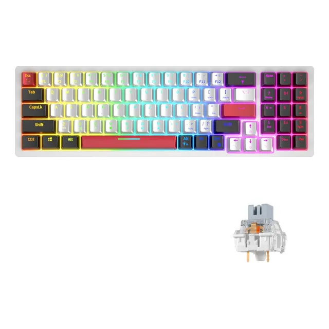Teclado Mecánico 75% Zifriend R78 Usb-c Rgb De 78 Teclas Blanco-silver Wood Switch Inglés Us