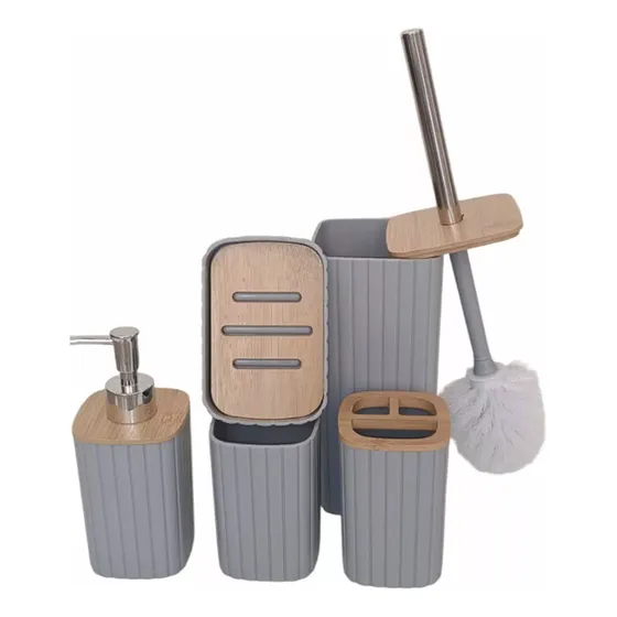 Juego De Accesorios De Baño 5 Pcs Kits Esenciales Decorativo Color Gris