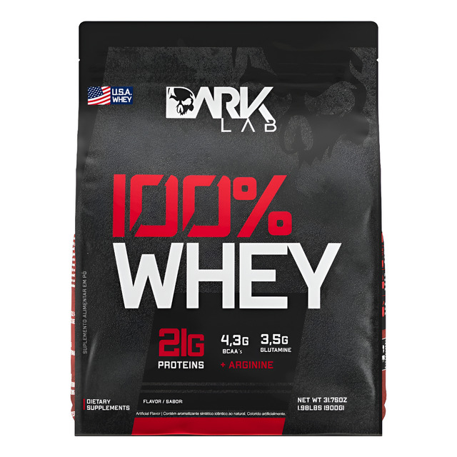 Whey Protein Concentrado 100% 900g Refil Dark Lab Sabor Morango Whey Protein Concentrado 100% 900g Refil Dark Lab Sabor Morango