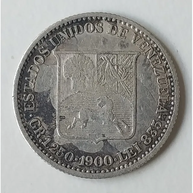 Moneda De 1/4 De Bolívar O Medio 1900