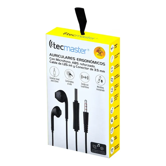 Audífonos Ergonómicos Con Micrófono Tecmaster Negro