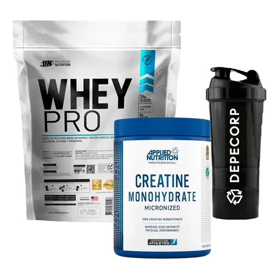 Pack Whey Pro 3kg + Creatina Applied Nutrition 500gr +shaker