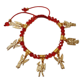 Pulsera De Proteccion De 7 Arcangeles Roja - Suerte, Paz Pulsera De Proteccion De 7 Arcangeles Roja - Suerte, Paz