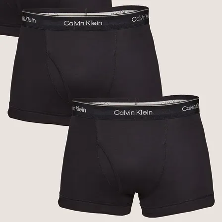 Kit 3 Cuecas Boxer Masculina Trunk Cotton Rib Calvin Klein Multi Liso G