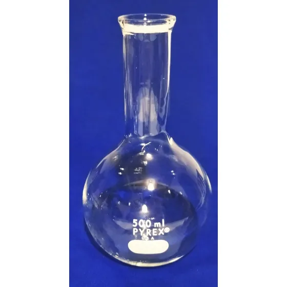 Balón Aforado Redondo Cuello Largo 500 Ml Pyrex