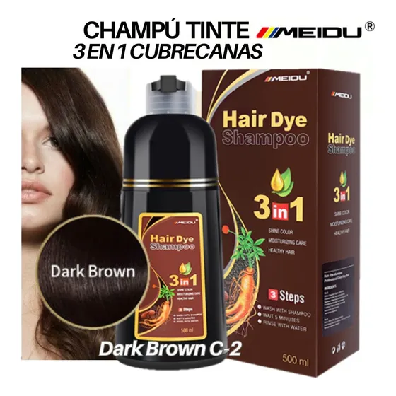 Shampoo Tinte Para Cabello Cubre100%las Canas Castaño Oscuro