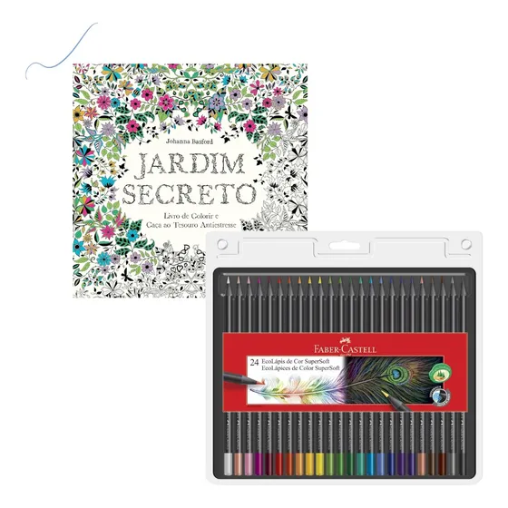 Kit Livro Jardim Secreto+ Lápis Com 24 Cores Supersoft Faber