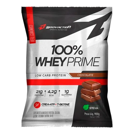 100% Whey Prime 900g Refil - Body Action - Adoçado C/ Stevia