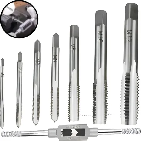 Jogo De Tarraxas Macho Com 8 Peças M3 M4 M5 M6 M8 M10 M12