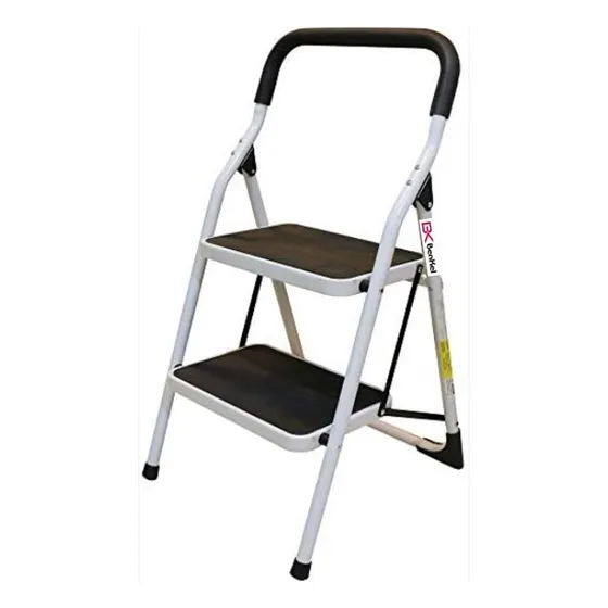Escalera De Acero Tijera Blanco Con 2 Escalones Marca Benkel