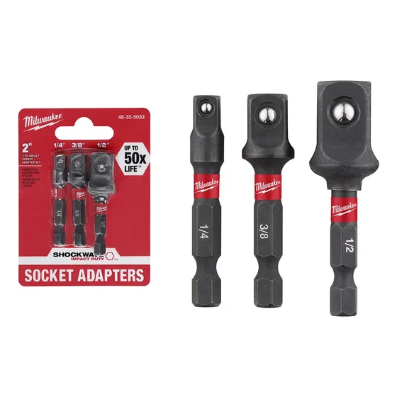 Adaptadores 3pz C/vast 1/4 Enc 1/4-1/2-3/8  Imp Milwaukee