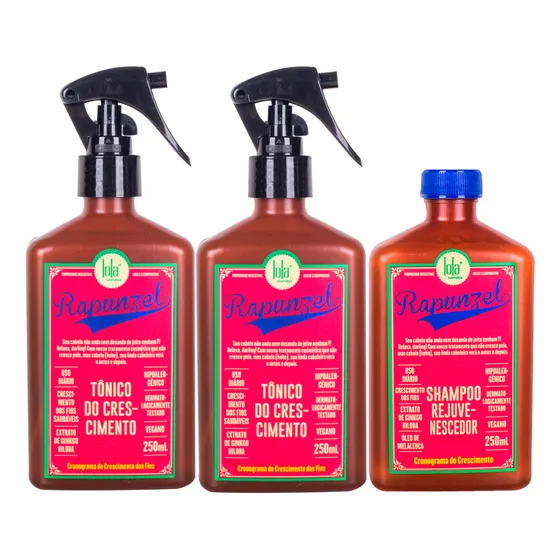 2x Tônico Rapunzel & 1x Shampoo Rapunzel Lola Cosmetics 250g
