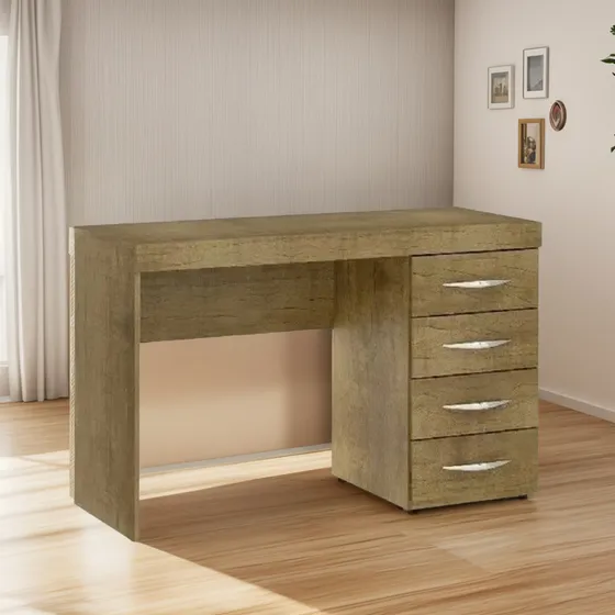Escritorio 4 Cajones Cafe Mdf , Dormitorio, Mueble