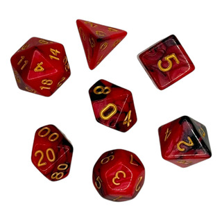 Set Dados Juegos Rol 7 Dados Rojo Con Negro Marmoleado Set Dados Juegos Rol 7 Dados Rojo Con Negro Marmoleado