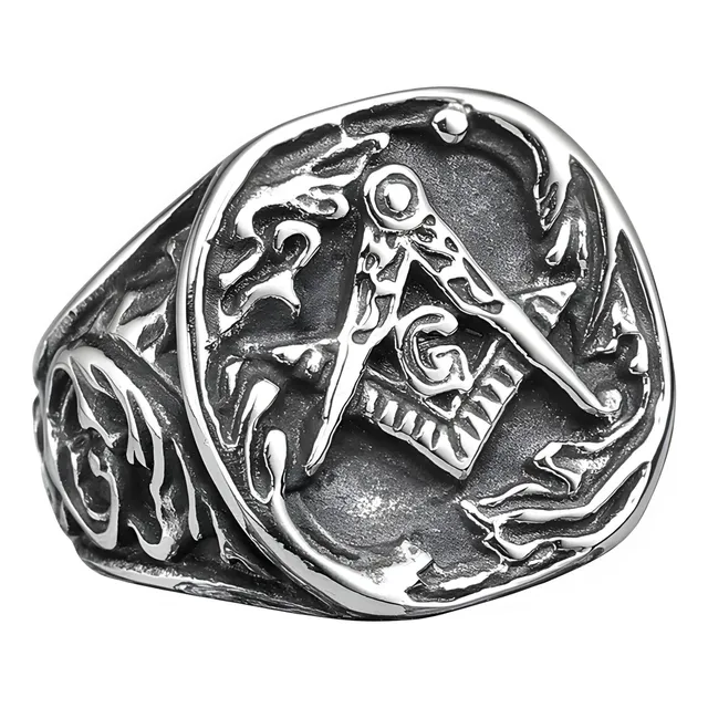 Anillo Masón Masoneria  Acero Inoxidable Color Plata Hombre