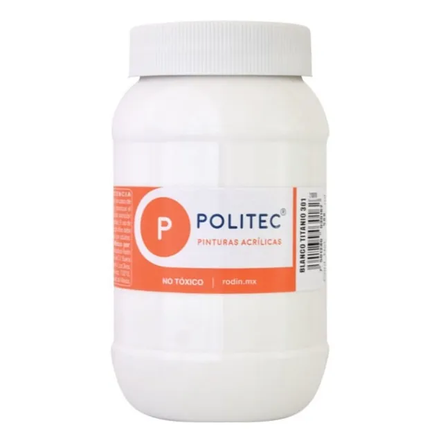 Pintura Acrílica Politec Bote 500 Ml Colores Color Blanco De Titanio No. 301