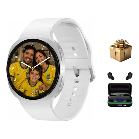 Smartwatch Redondo Com Nfc Responde Whatsapp Compatível Ipho Prateado
