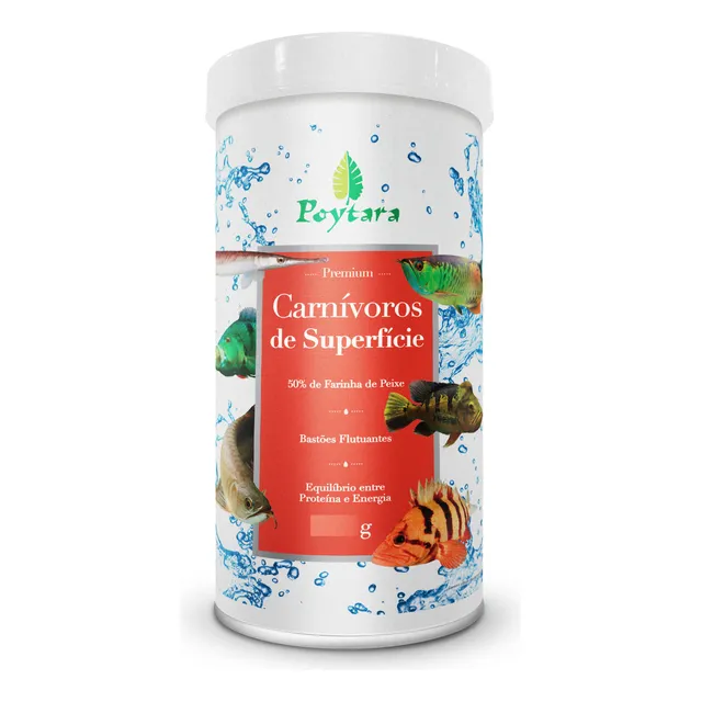 Ração Poytara Peixe Carnivoros Superficie 85g Oscar Aruana