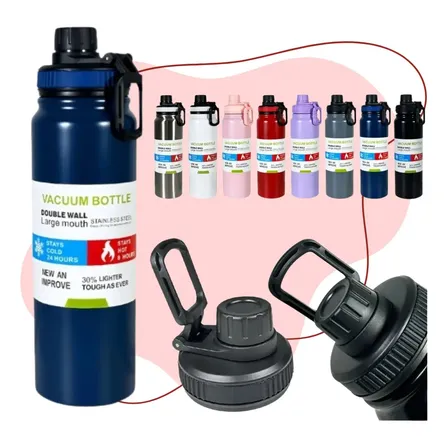 Garrafinha De Agua Térmica Inox Azarte 700ml Treino Cores Azul