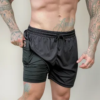 Bermuda 2 Em 1 2rbk Masculino Preto Dry Fit Academia Bermuda 2 Em 1 2rbk Masculino Preto Dry Fit Academia