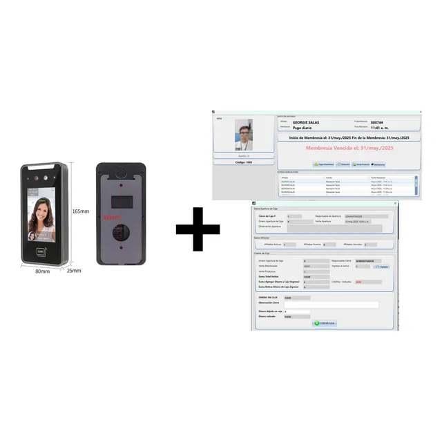 Software Gym 1 Mes+lector Facial    | Huella, Puerta, Caja |
