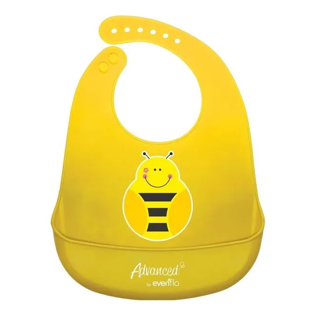 Babero Evenflo Advanced 5559 Silicon Grado Alimenticio Color Amarillo Bichos Talla Chico