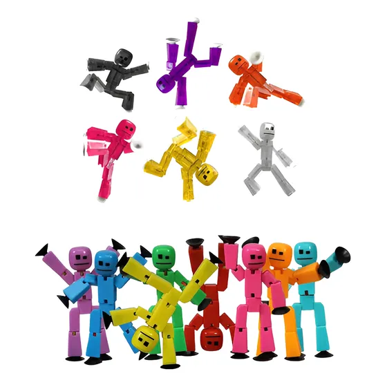 6 Stickbots Figures Bonecos Brinquedo Articulado Ventosa