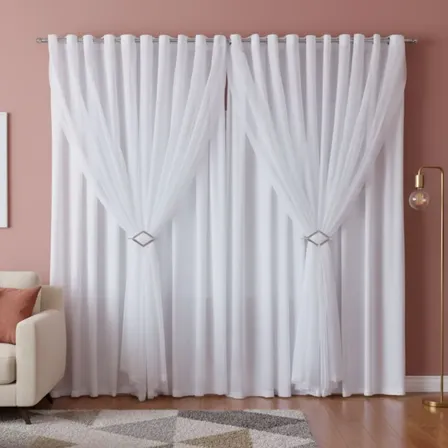 Cortina Lorena 3,00m X 2,40 Altura Voil Com Forro Luxo