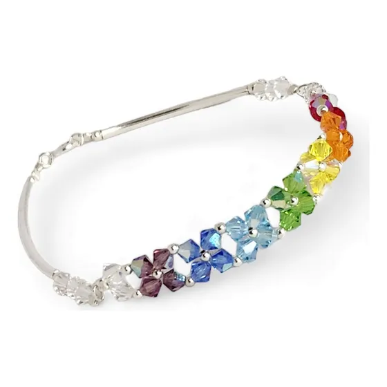 Pulsera En Cristal Swarovski Elements 7 Chakras Plata 925