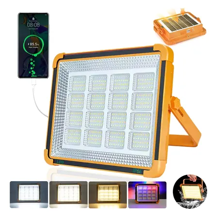 Refletor Solar Led Recarregável Externo Ip66 Amarelo 5v