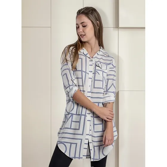 Maxicamisa Estampada Vitoria, Manga Larga 