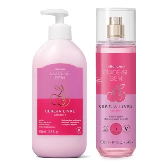 Combo Cereja Livre: Loção Corporal 400ml + Body Splash 200ml