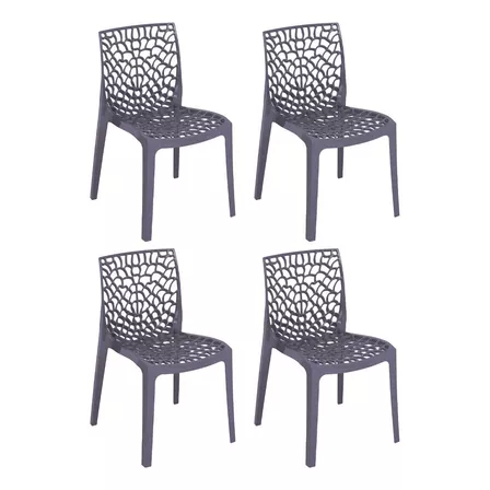 4 Cadeiras Gruvyer Cozinha Jantar Higlopp Coloridas Cores Cor da estrutura da cadeira Cinza Nevoa