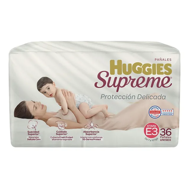 Pañales Huggies Supreme etapa 3 unisex 36 piezas