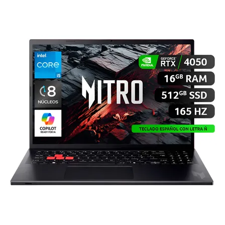 Notebook  Acer 16' Intel Core I5 /16 Gb /rtx 4050/512 Gb Ssd Negro