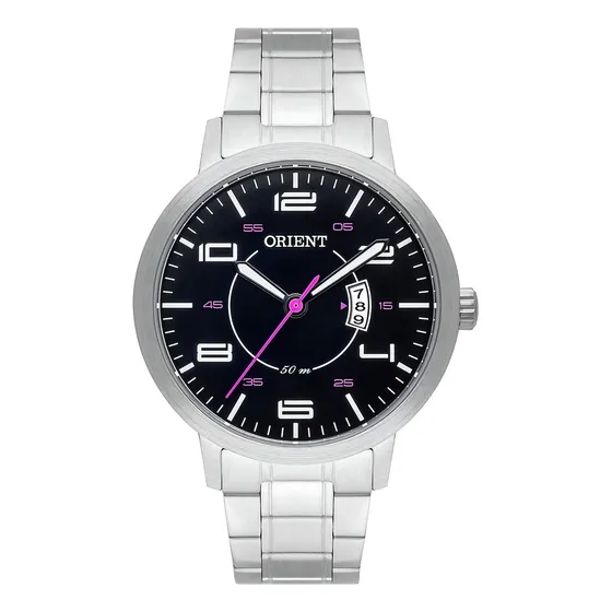 Relógio Orient Feminino Prateado Com Rosa