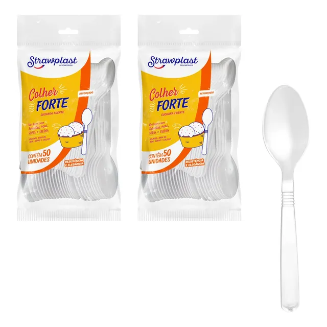Cuchara Descartable Blanca Fuerte Pack X100 Pcs Goldsky