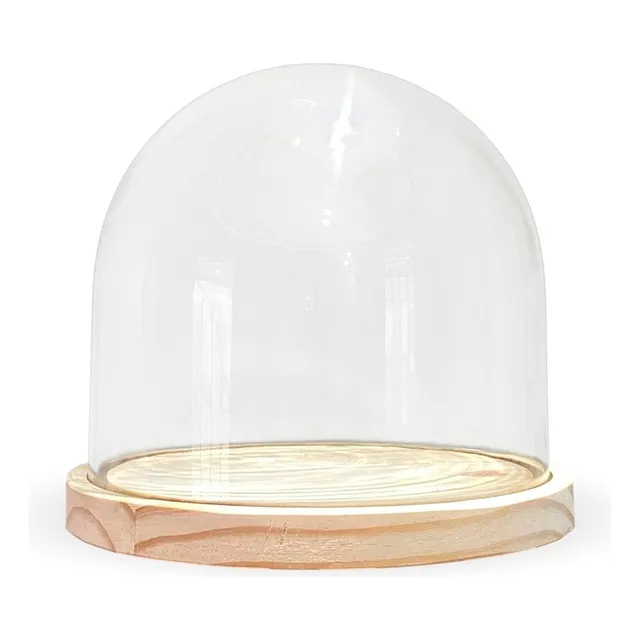 Redoma Cúpula Vidro Grande Decoração C/base Madeira 18,3cm